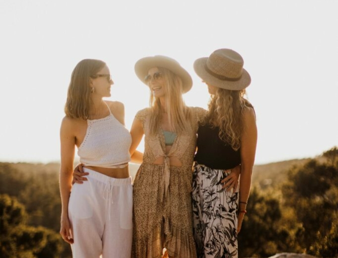 Women´s retreat in Ibiza. Women standing together hugging