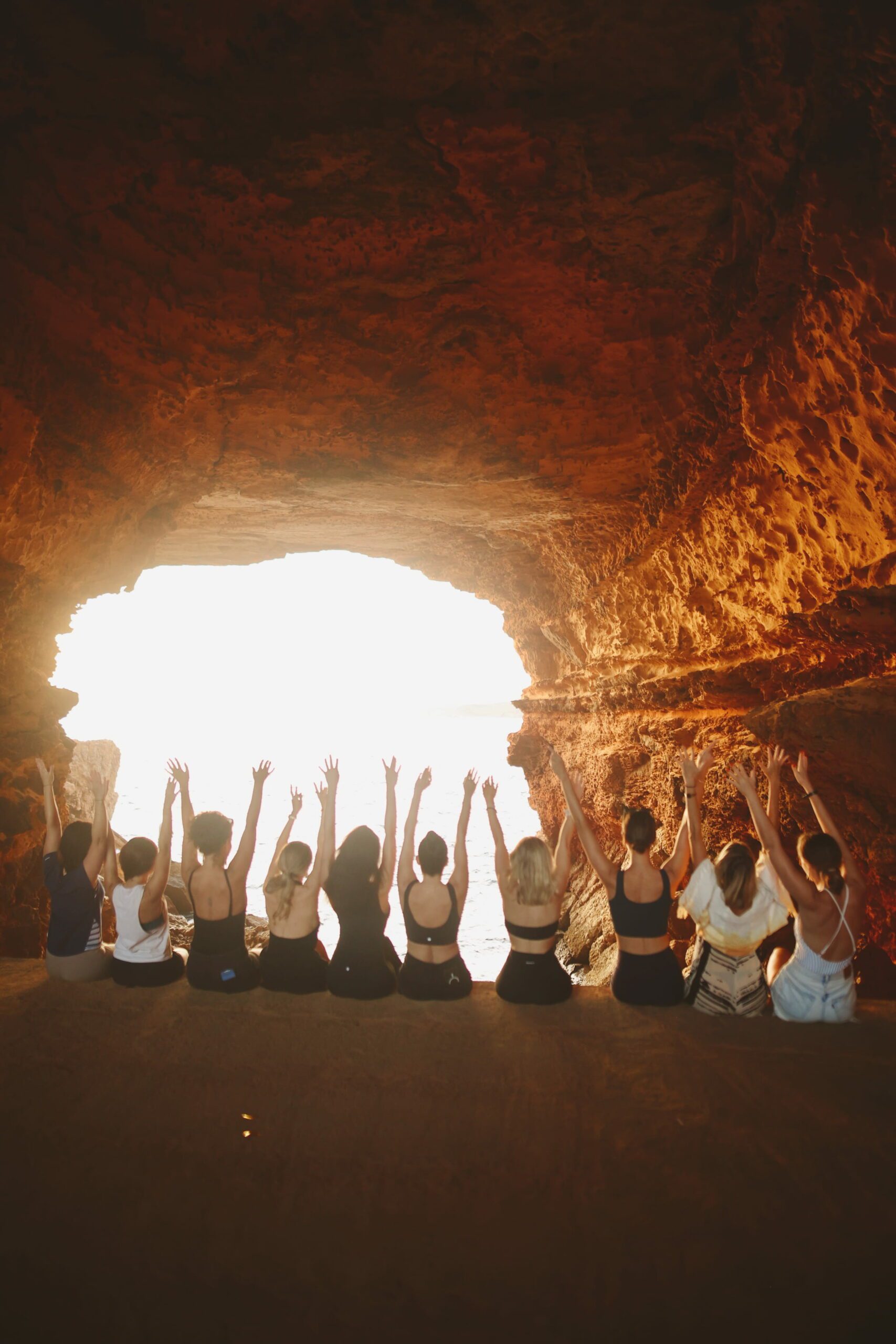 Us in Ibiza in Secret Cave – all women retreat may Shine Yoga Retreat Ibiza May 2026